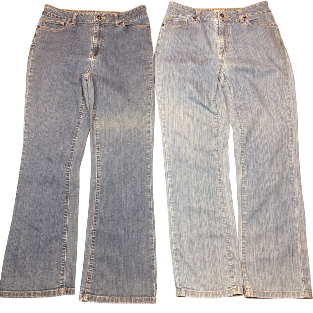 Lot of 2 LL Bean Classic Fit Jeans Womens 10 Regular Medium Light Wash Denim